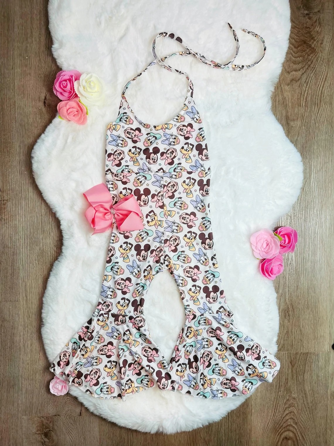 (Pre-order)SR2114  Cartoon Mouse Print Girls Halter Jumpsuits