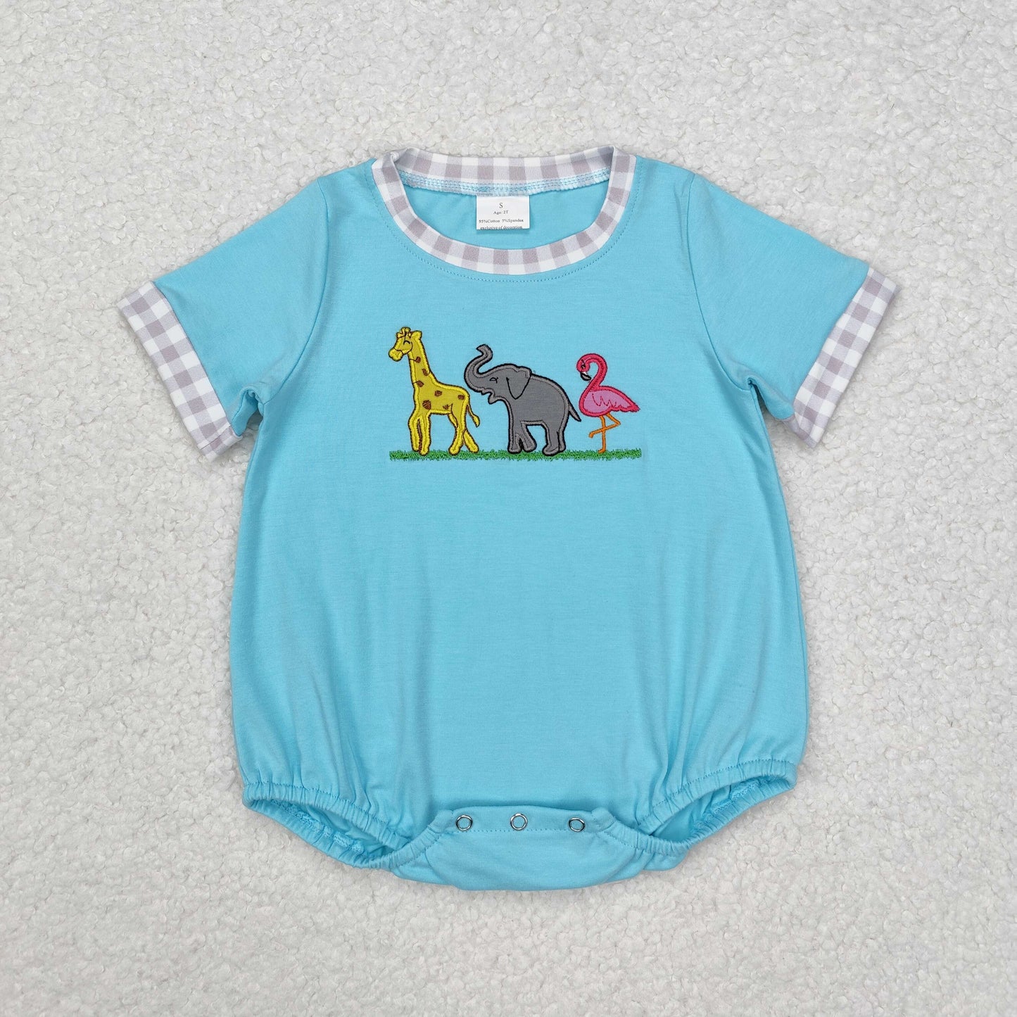 SR2123 Animals Embroidery Baby Boys Summer Romper