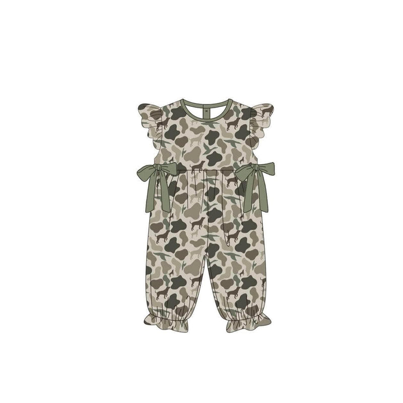 (Pre-order)SR2148 Dog Duck Camo Print Baby Girls Hunting Romper