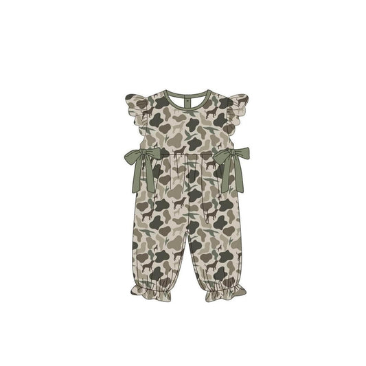 (Pre-order)SR2148 Dog Duck Camo Print Baby Girls Hunting Romper