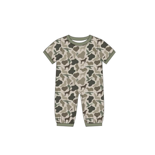 (Pre-order)SR2149 Dog Duck Camo Print Baby Boys Hunting Romper