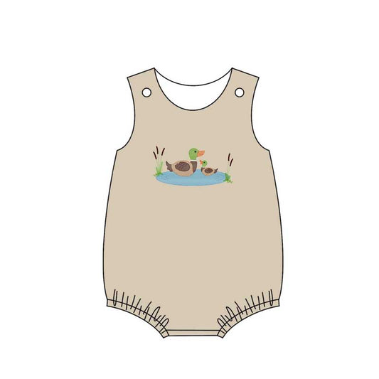 (Pre-order)SR2169 Duck Khaki Print Baby Boys Summer Romper