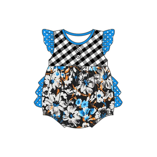 (Pre-order)SR2174 Flowers Print Baby Girls Summer Romper
