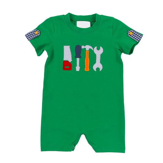 (Pre-order)SR2182 Tool Green Print Baby Boys Summer Romper