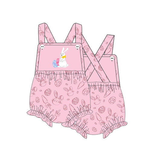(Pre-order)SR2190 Bunny Eggs Pink Print Baby Girls Easter Romper