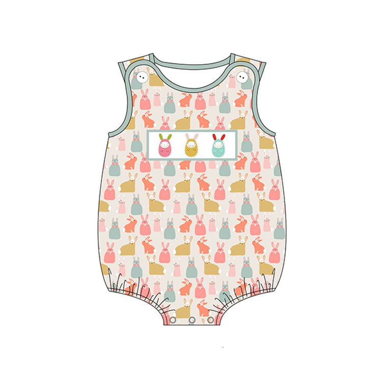 (Pre-order)SR2194 Colorful Bunny Print Baby Boys Easter Romper