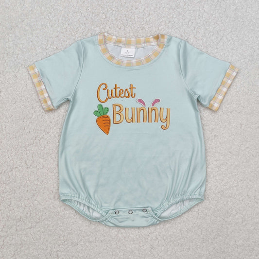 SR2198 Cutest Bunny Print Baby Boys Easter Romper