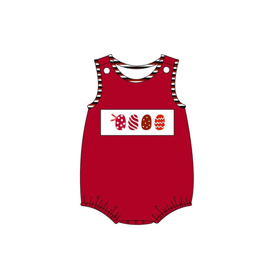 (Pre-order)SR2200 Eggs Red Print Baby Boys Easter Romper