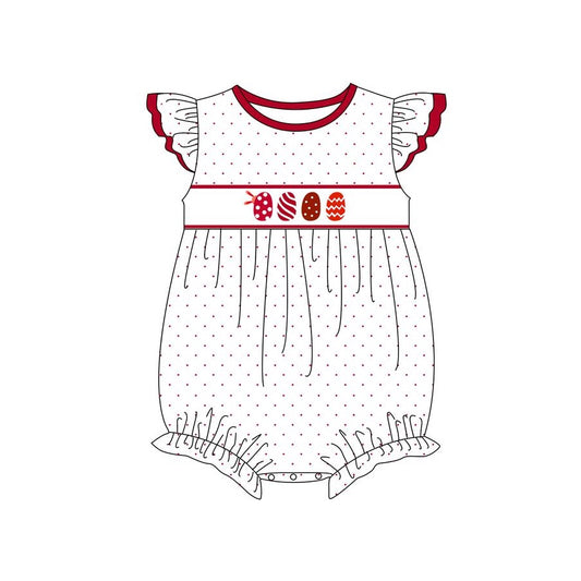 (Pre-order)SR2201 Eggs Dots Print Baby Girls Easter Romper