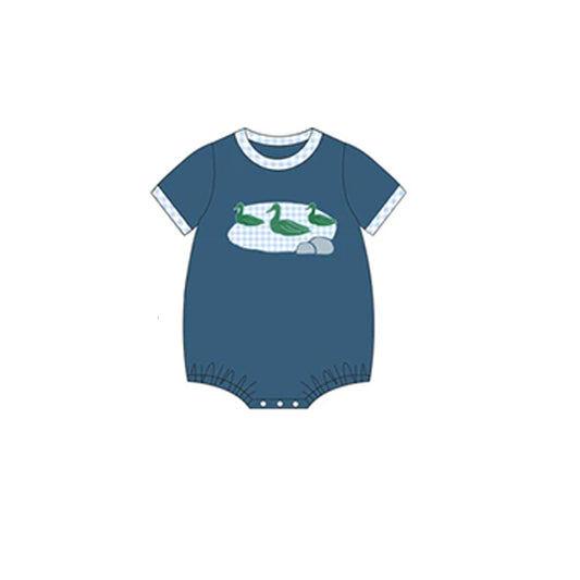 (Pre-order)SR2216 Duck Blue Print Baby Boys Summer Romper