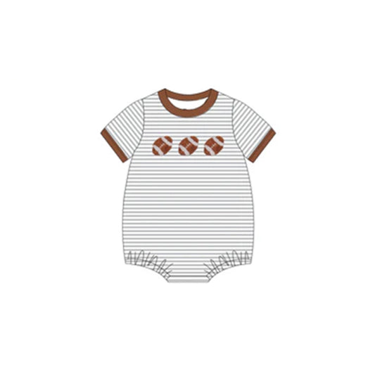 (Pre-order)SR2218 Football Stripes Print Baby Boys Summer Romper