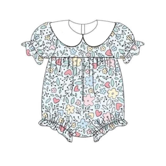 (Pre-order)SR2219 Flowers Print Baby Girls Summer Romper