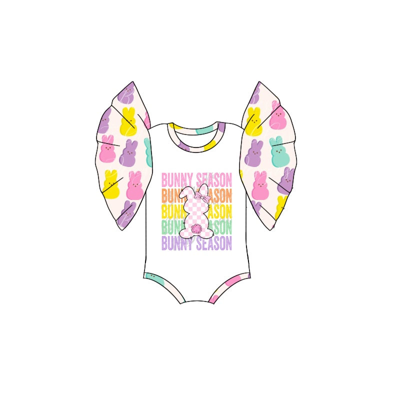 (Pre-order)SR2231 Bunny Season Print Baby Girls Easter Romper