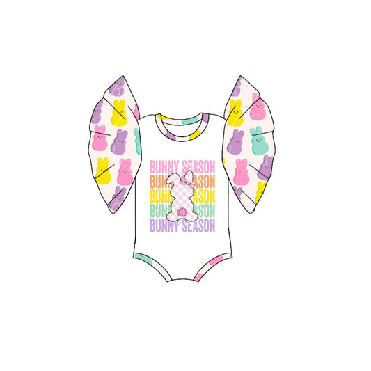 (Pre-order)SR2231 Bunny Season Print Baby Girls Easter Romper