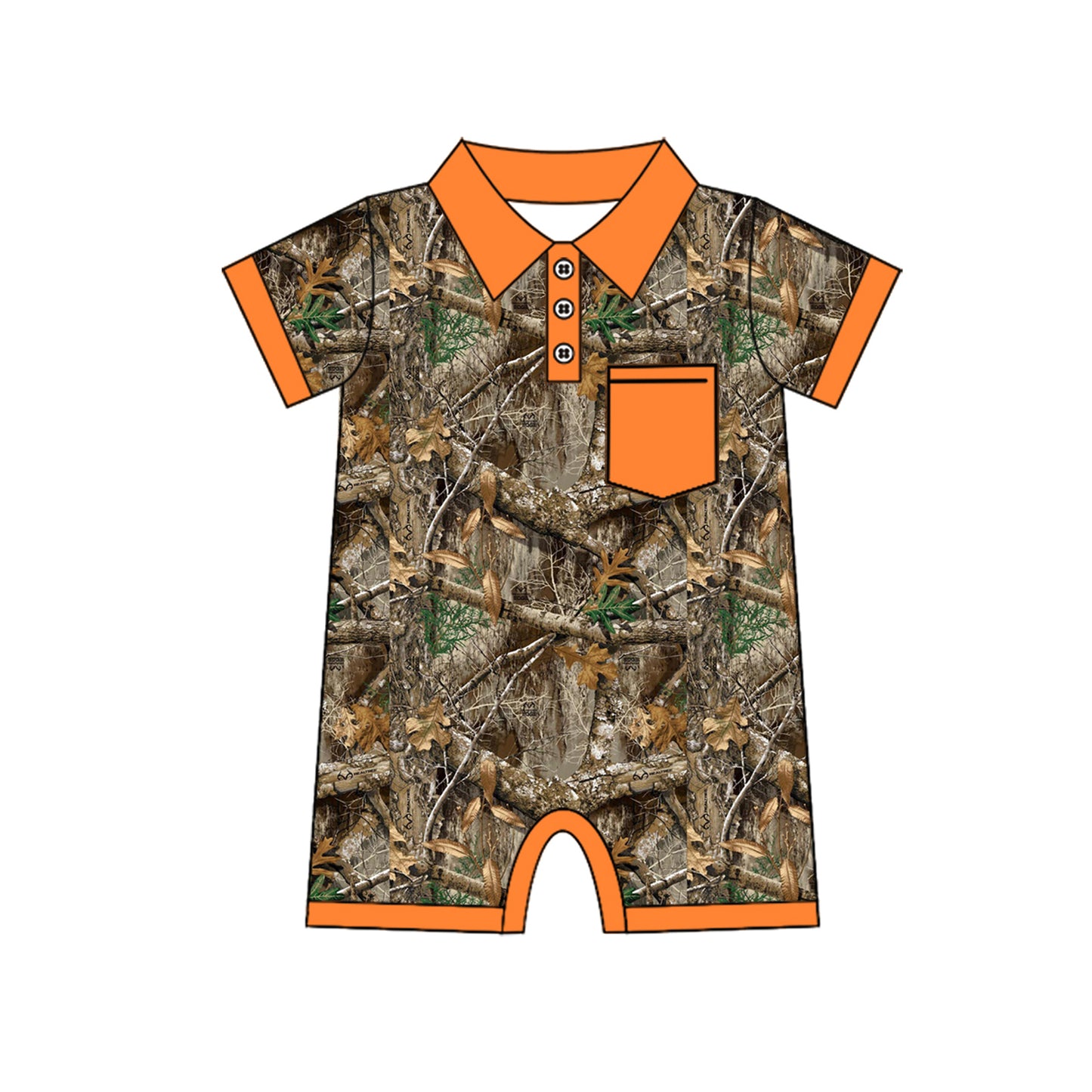 (Pre-order)SR2233 Branch Camo Print Baby Boys Summer Romper