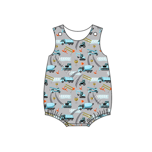 (Pre-order)SR2251  Construction Heart Print Baby Boys Valentine's Day Romper