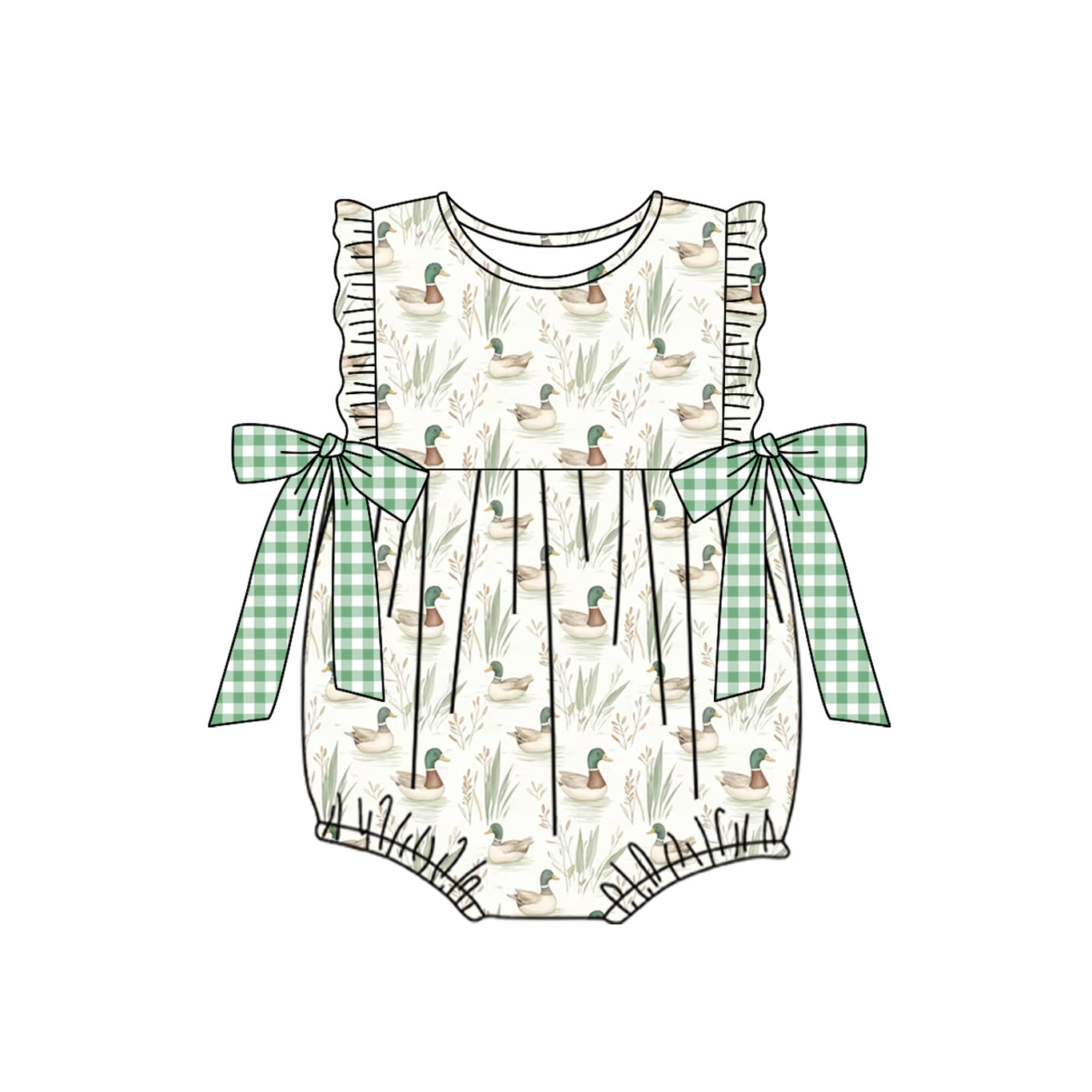 (Pre-order)SR2257  Duck Print Baby Girls Summer Romper