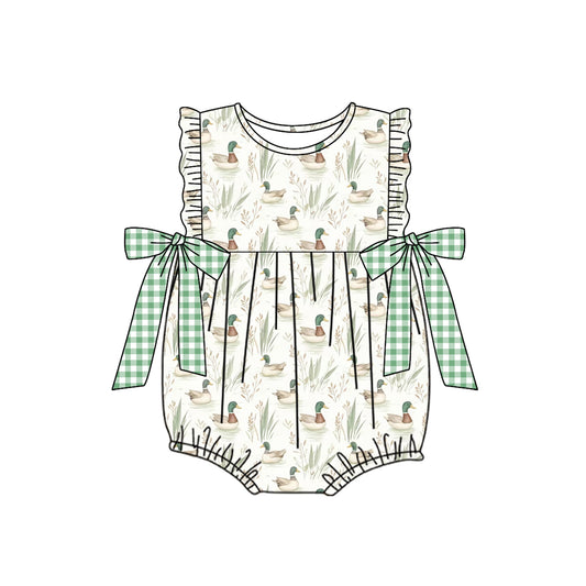 (Pre-order)SR2257  Duck Print Baby Girls Summer Romper