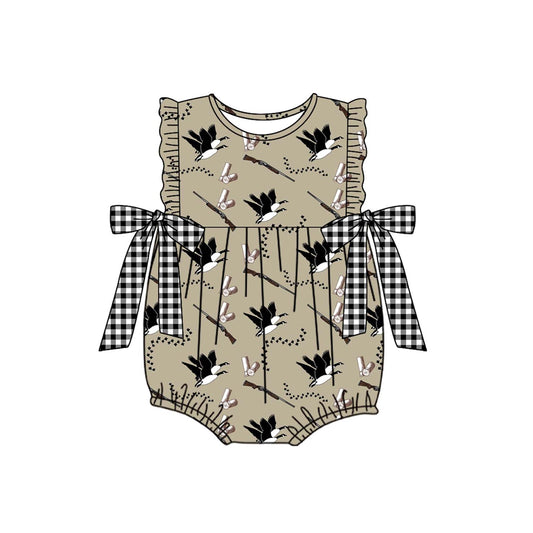 (Pre-order)SR2260  Duck Call Hunting Print Baby Girls Summer Romper