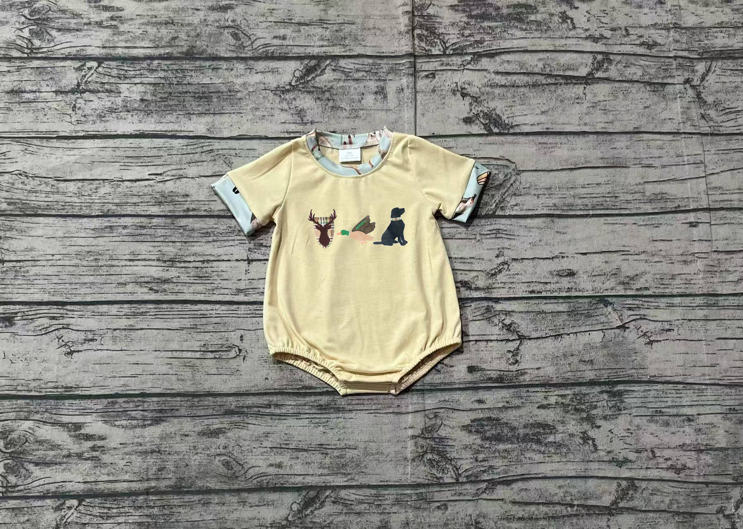 (Pre-order)SR2338  Deer Duck Dog Print Baby Boys Summer Romper