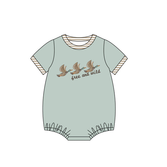 (Pre-order)SR2358  Free And Wild Duck Print Baby Boys Summer Romper