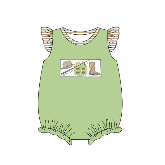 (Pre-order)SR2359  Go Fishing Print Baby Girls Summer Romper