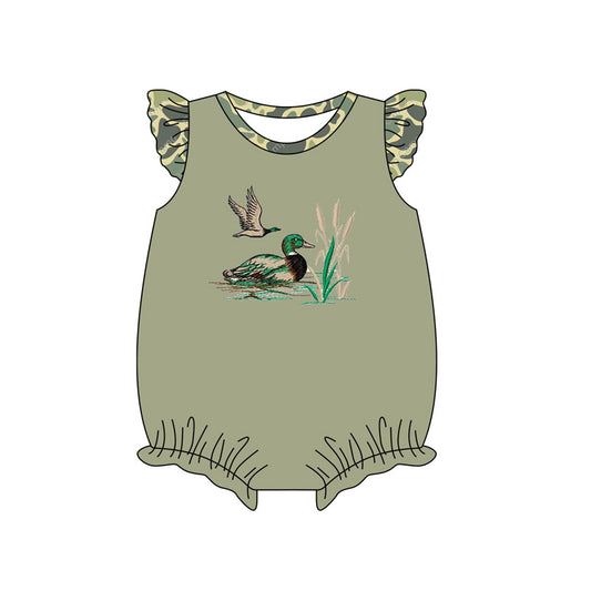 (Pre-order)SR2361  Duck Camo Print Baby Girls Summer Romper