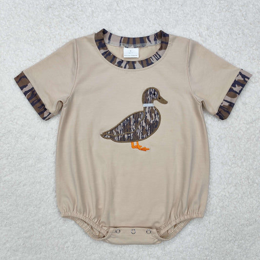 SR2392 Duck Camo Embroidery Baby Boys Short Sleeve Romper