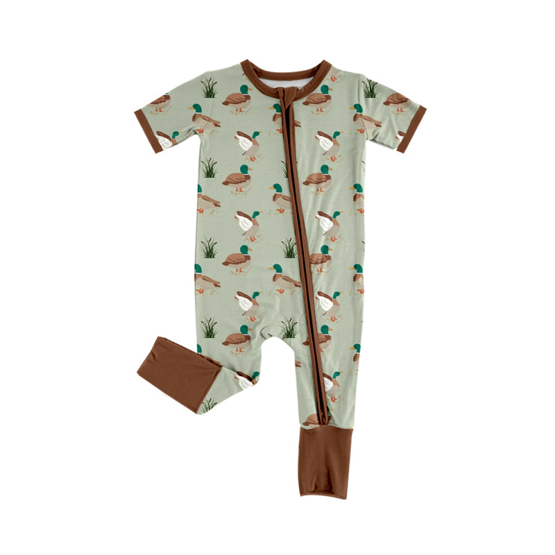 (Pre-order)SR2456 Duck Print Baby Boys Sleeper Zipper Romper