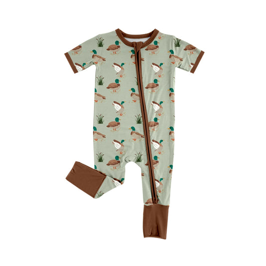 (Pre-order)SR2456 Duck Print Baby Boys Sleeper Zipper Romper