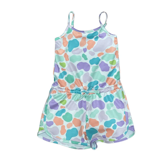 (Pre-order)SR2465 Colorful Cowhide Print Girls Summer Jumpsuits
