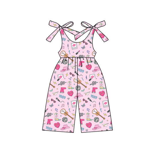 (Pre-order)SR2480 Singer Swifite Pink Print Girls Summer Jumpsuits