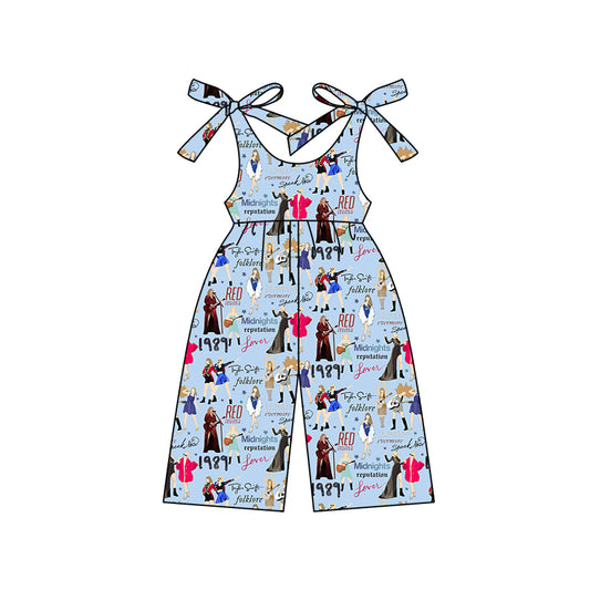(Pre-order)SR2482 Singer Swifite Blue Print Girls Summer Jumpsuits