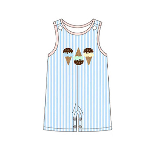 (Pre-order)SR2516 Ice Cream Cone Stripes Print Baby Boys Summer Romper