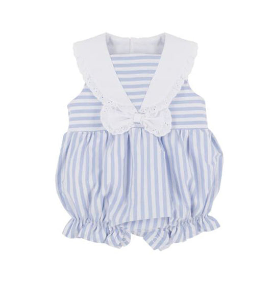 (Pre-order)SR2544 Blue Stripes Print Baby Girls Summer Romper