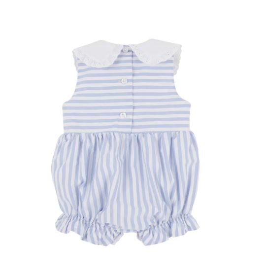 (Pre-order)SR2544 Blue Stripes Print Baby Girls Summer Romper