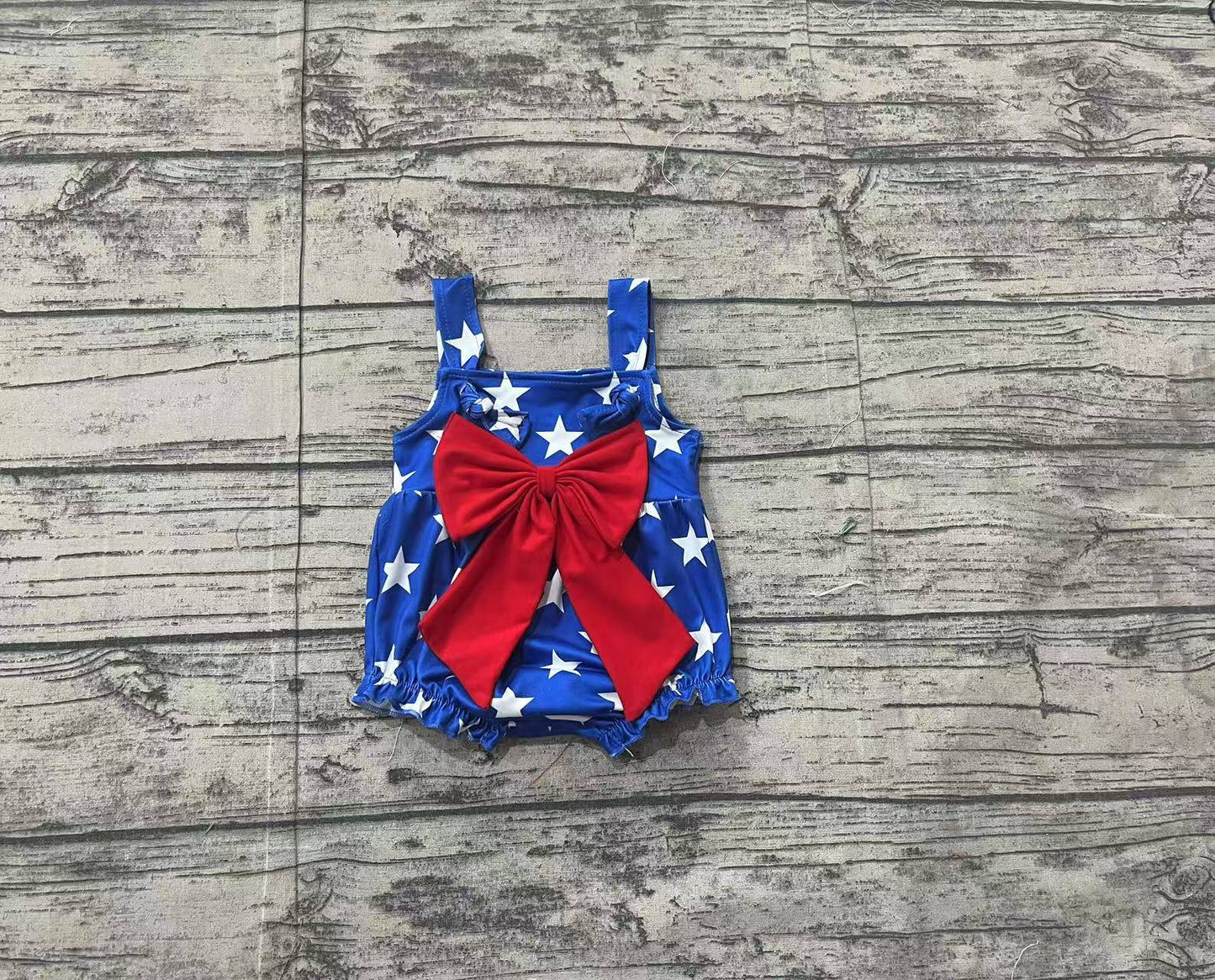 (Pre-order)SR2607  Stars Print Baby Girls 4th of July Romper