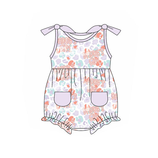 (Pre-order)SR2653  DADDY'S GIRL Leopard Print Baby Girls Summer Romper