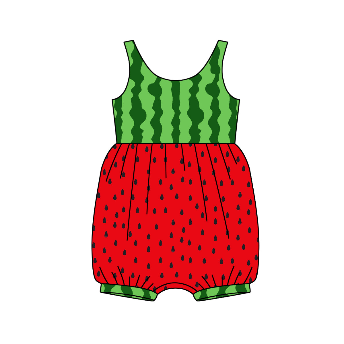 (Pre-order)SR2677  Watermelon Print Baby Girls Summer Romper