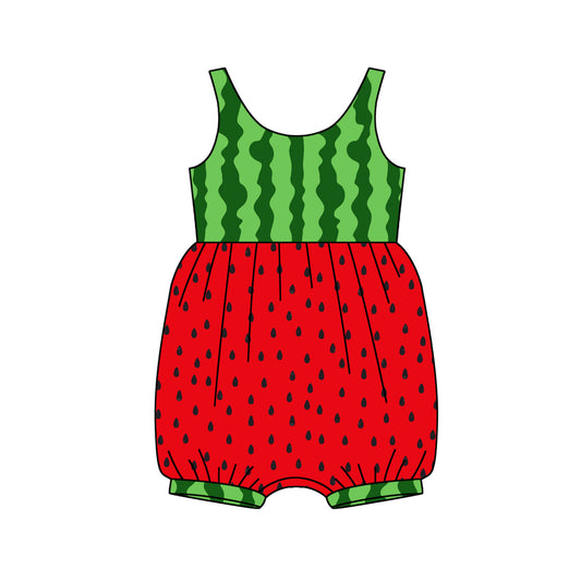 (Pre-order)SR2677  Watermelon Print Baby Girls Summer Romper
