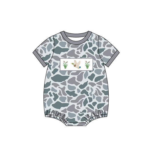 (Pre-order)SR2685  Duck Grey Camo Print Baby Boys Summer Romper