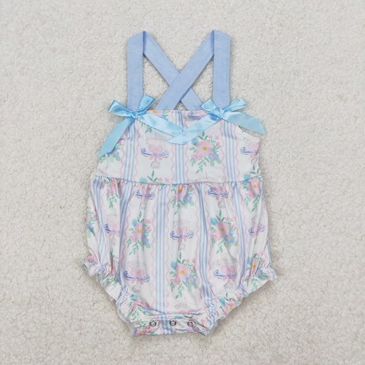 SR2698  Flowers Cake Print Baby Girls Summer Romper