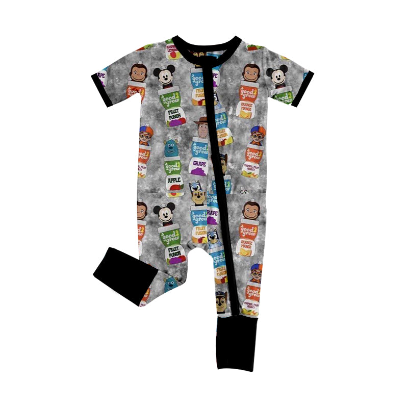 (Pre-order)SR2701  Cartoon Figure Print Baby Boys Sleeper Zipper Romper