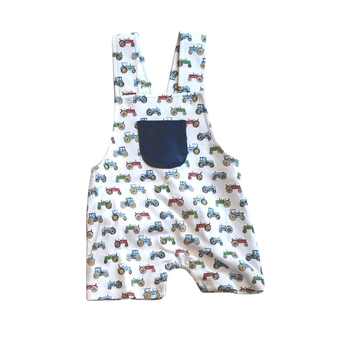 (Pre-order)SR2726 Tractors Print Baby Boys Summer Romper