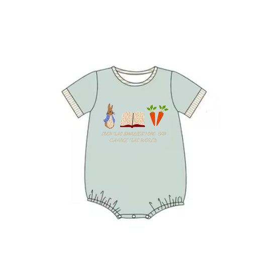 (Pre-order)SR2727 Carrot Bunny Print Baby Boys Easter Romper