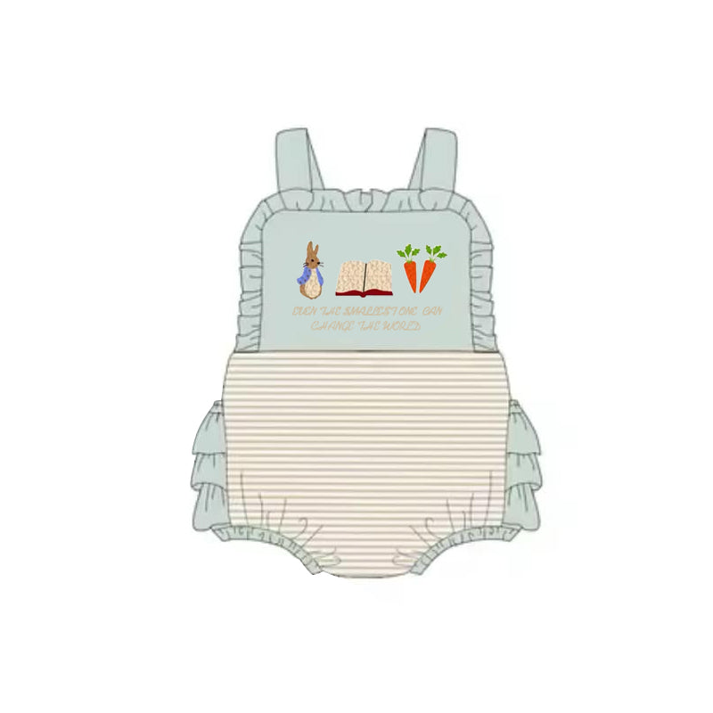 (Pre-order)SR2728 Carrot Bunny Print Baby Girls Easter Bubble Romper