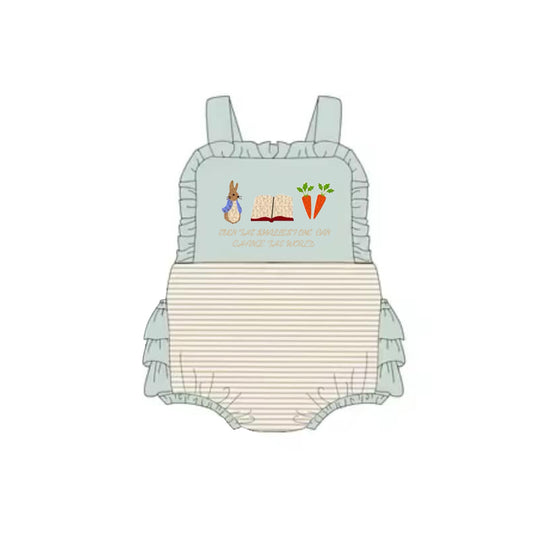 (Pre-order)SR2728 Carrot Bunny Print Baby Girls Easter Bubble Romper