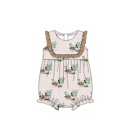 (Pre-order)SR2734 Duck Print Baby Girls Summer Romper