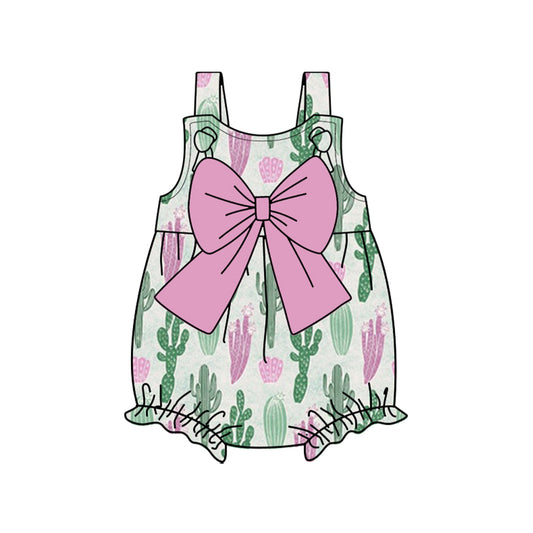 (Pre-order)SR2736 Cactus Print Baby Girls Summer Romper
