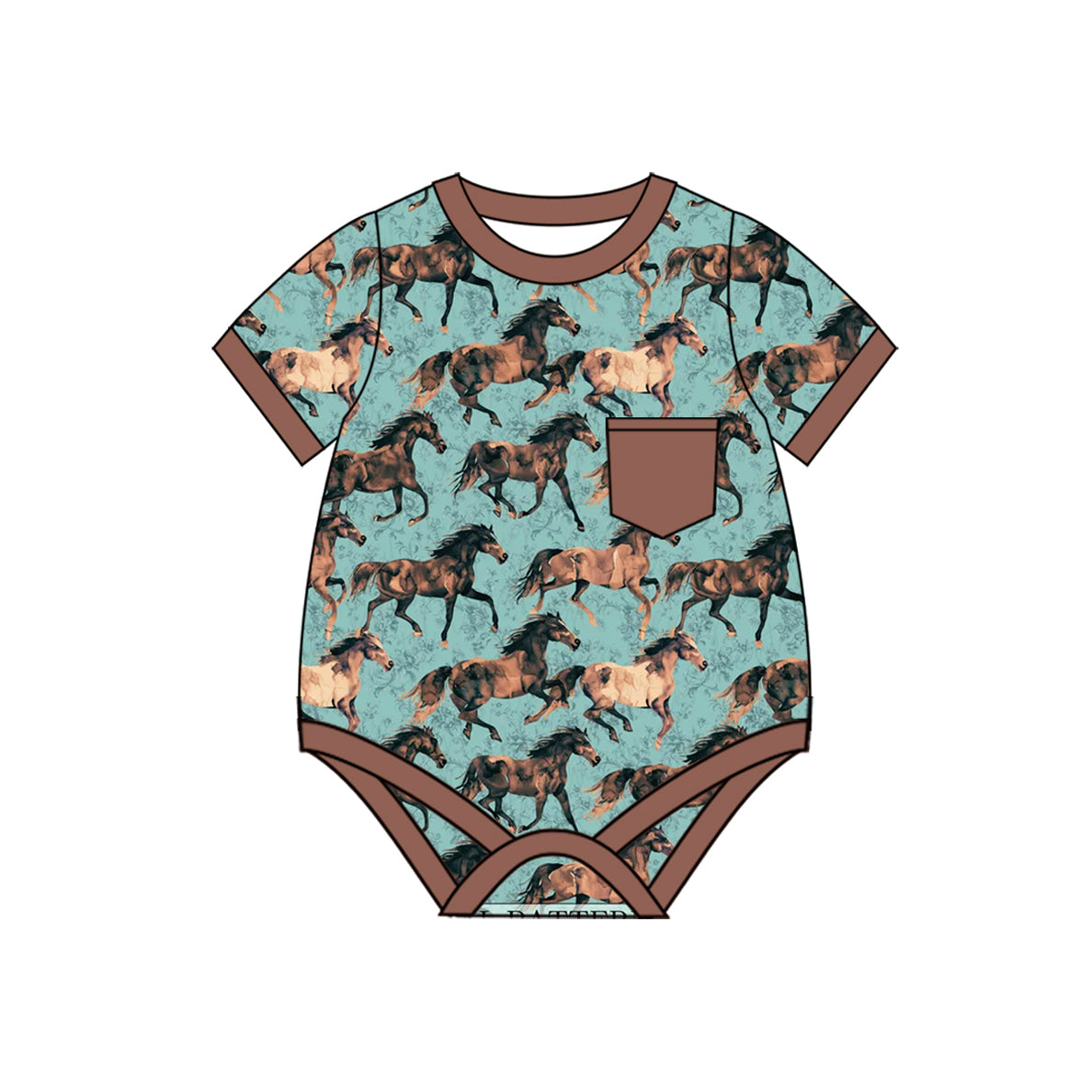 (Pre-order)SR2746 Horse Print Baby Boys Summer Romper